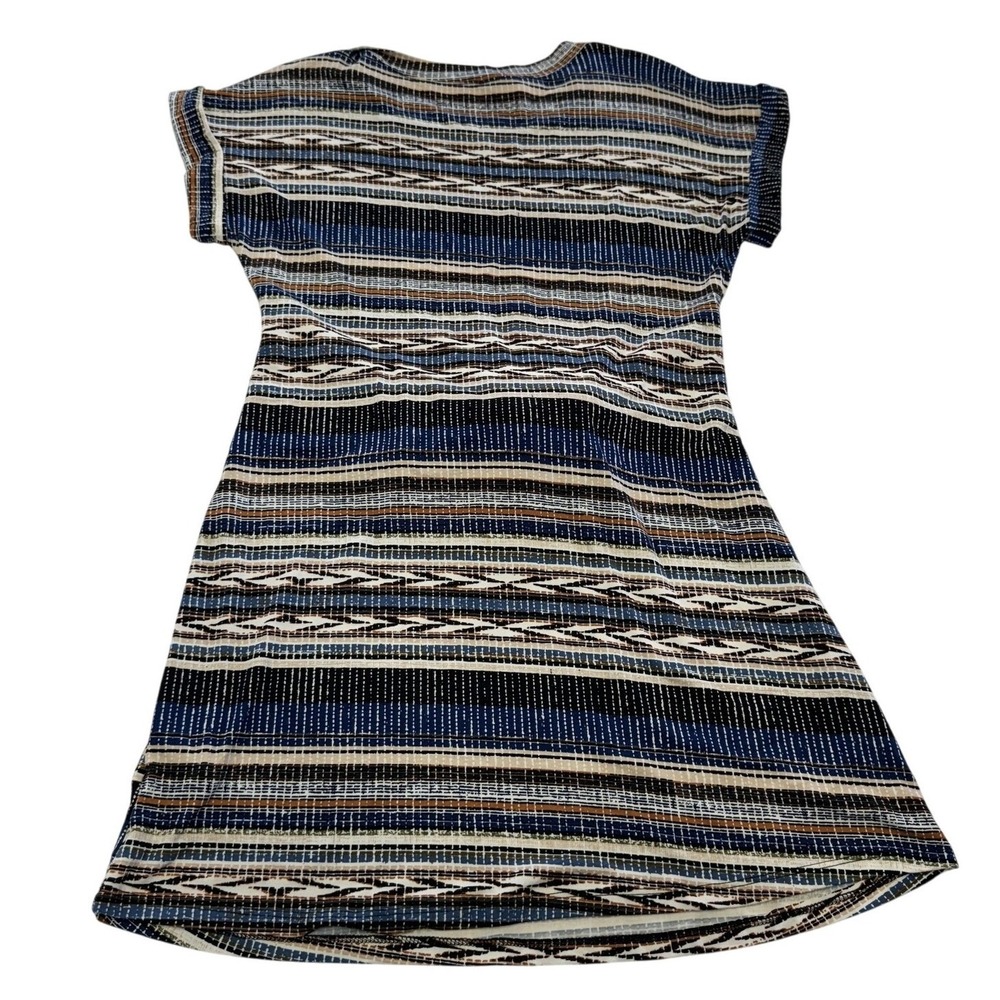 Gilli Dress Womens Small Blue Southwestern Striped Belted Mini Short Sleeve Boho - Picture 3 of 8